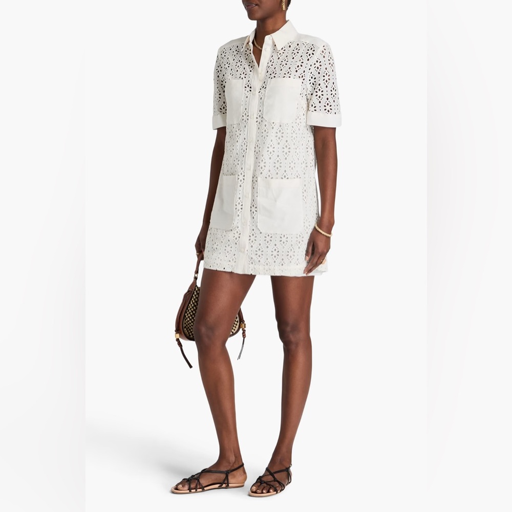 NWT Veronica Beard Rafaela White Eyelet Lace Mini Dress - Size 4 - Picture 4 of 14